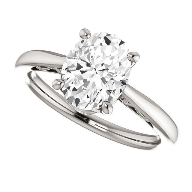 Oval Moissanite Scroll Accented Solitaire Ring