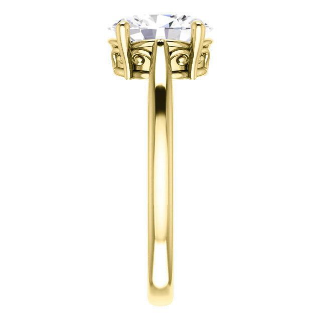Oval Moissanite Scroll Accented Solitaire Ring