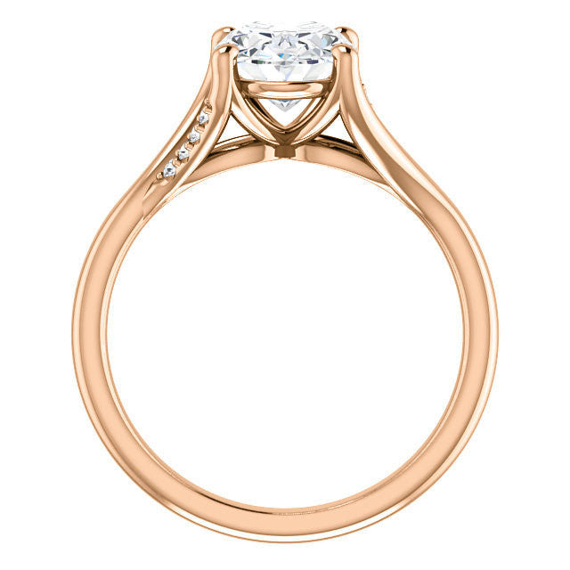 Oval Split Shank Accented Cathedral Moissanite Engagement Ring