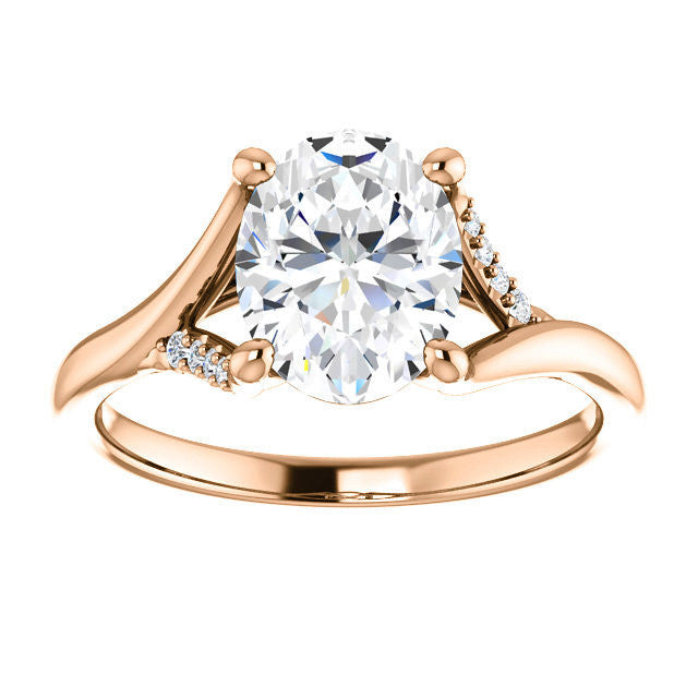 Oval Split Shank Accented Cathedral Moissanite Engagement Ring