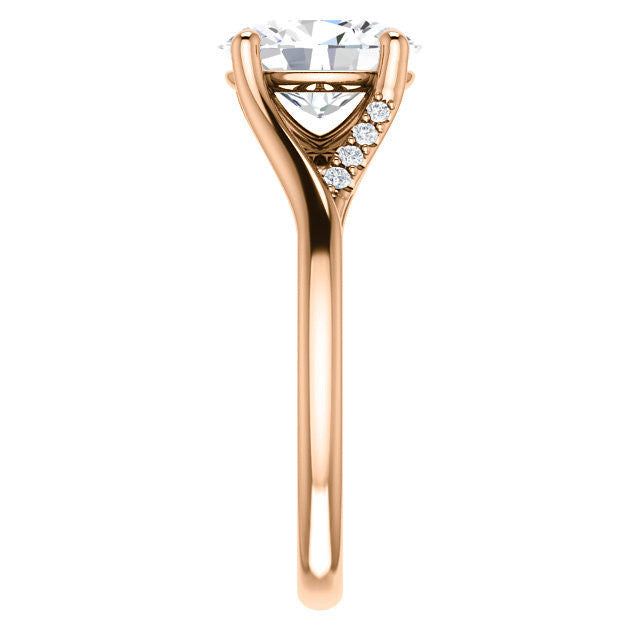 Oval Split Shank Accented Cathedral Moissanite Engagement Ring