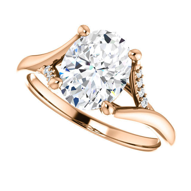 Oval Split Shank Accented Cathedral Moissanite Engagement Ring