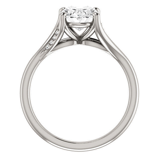 Oval Split Shank Accented Cathedral Moissanite Engagement Ring