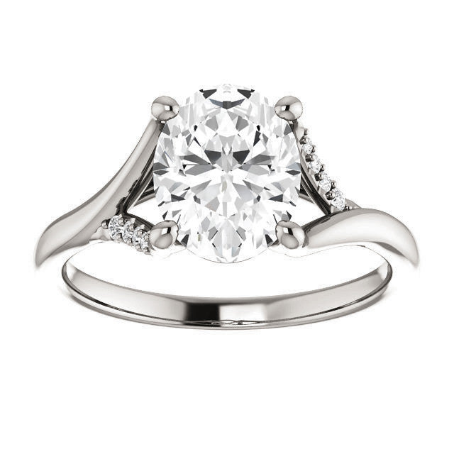 Oval Split Shank Accented Cathedral Moissanite Engagement Ring
