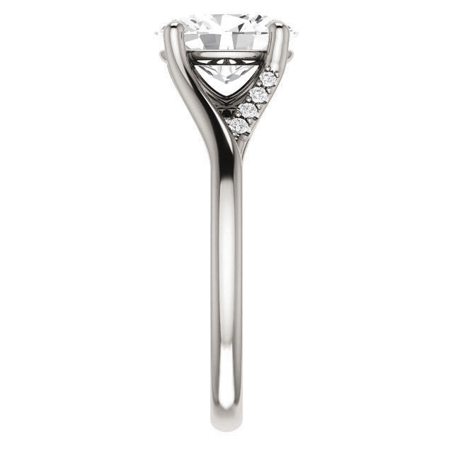 Oval Split Shank Accented Cathedral Moissanite Engagement Ring