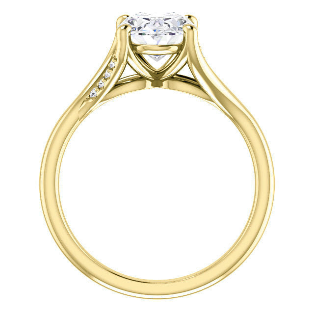 Oval Split Shank Accented Cathedral Moissanite Engagement Ring