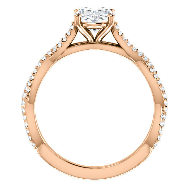 Oval Moissanite Infinity Cathedral Engagement Ring