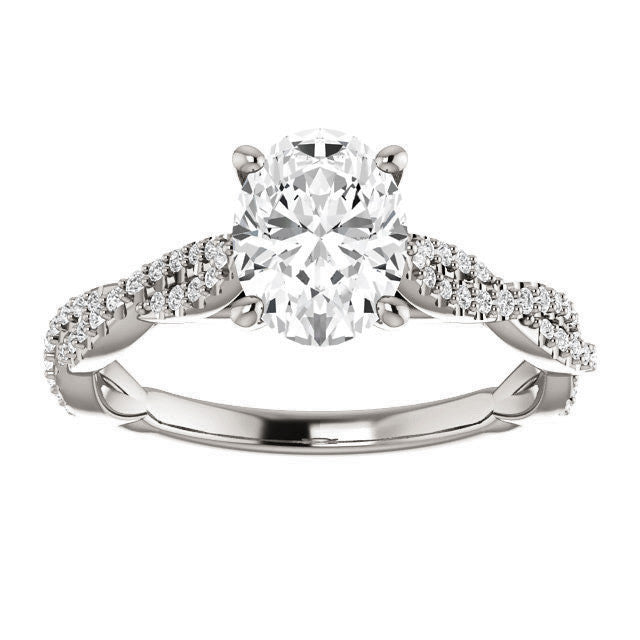 Oval Moissanite Infinity Cathedral Engagement Ring
