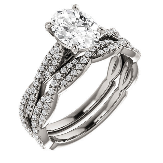Oval Moissanite Infinity Cathedral Engagement Ring