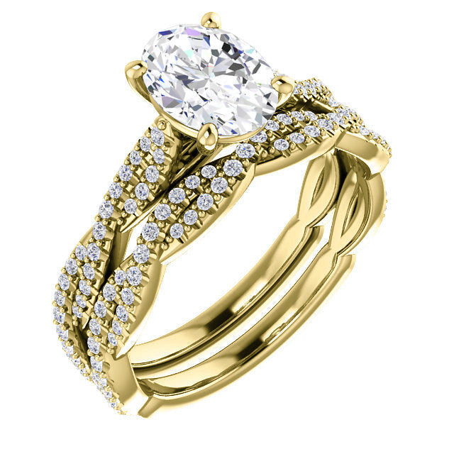 Oval Moissanite Infinity Cathedral Engagement Ring