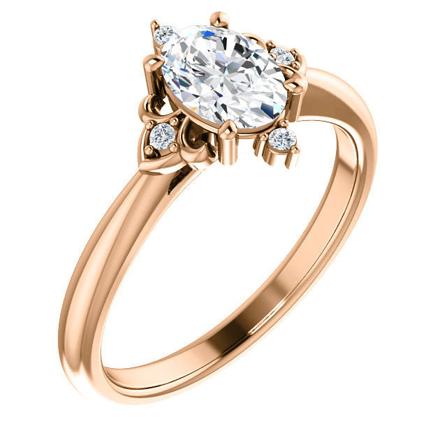 Oval Moissanite Unique Engagement Ring