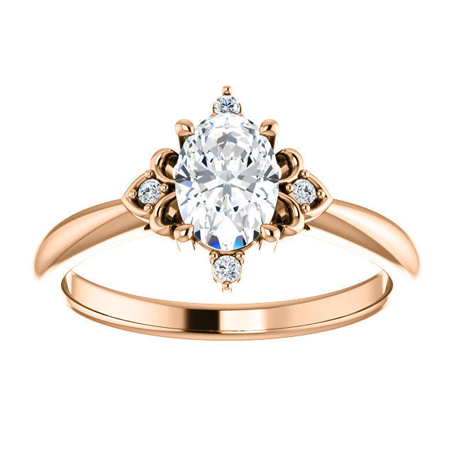 Oval Moissanite Unique Engagement Ring