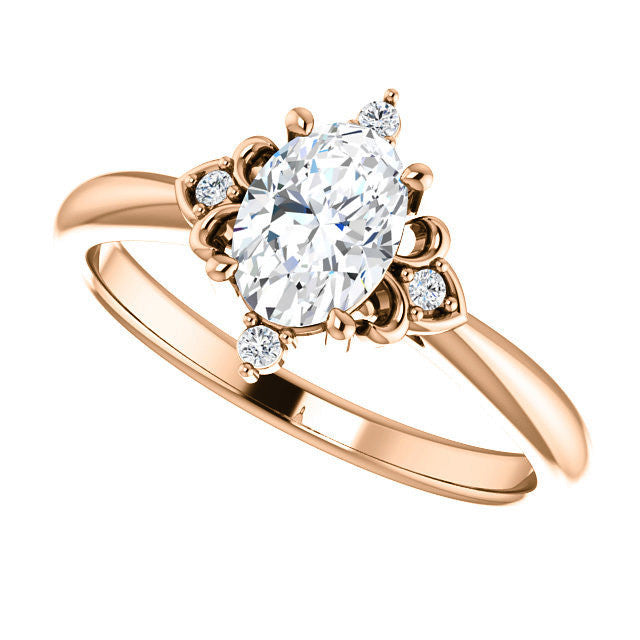 Oval Moissanite Unique Engagement Ring
