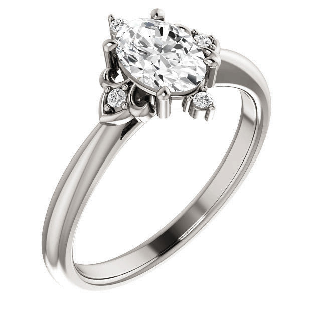 Oval Moissanite Unique Engagement Ring