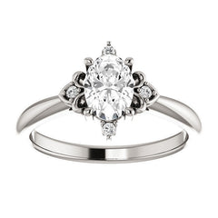 Oval Moissanite Unique Engagement Ring