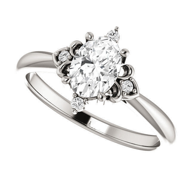 Oval Moissanite Unique Engagement Ring