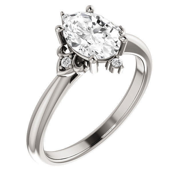 Oval Moissanite Unique Engagement Ring