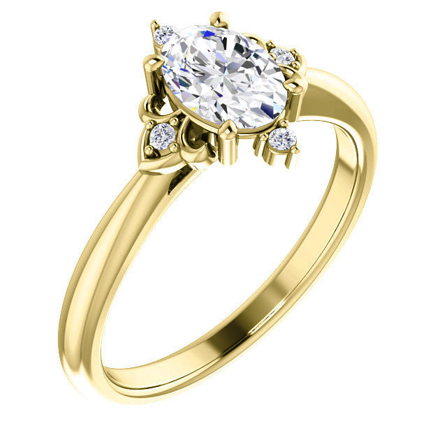 Oval Moissanite Unique Engagement Ring