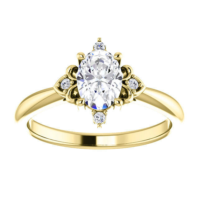Oval Moissanite Unique Engagement Ring
