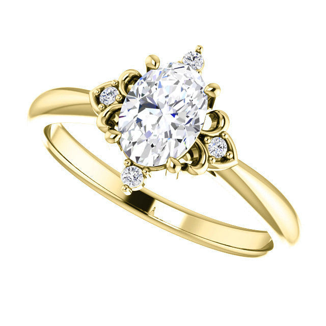 Oval Moissanite Unique Engagement Ring