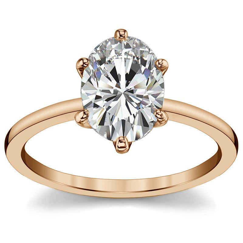 1.5mm Petite Oval Moissanite Solitaire Ring
