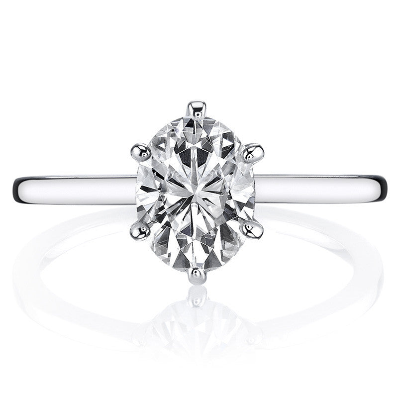 1.5mm Petite Oval Moissanite Solitaire Ring