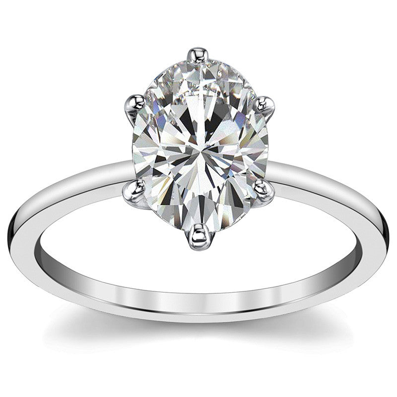 1.5mm Petite Oval Moissanite Solitaire Ring