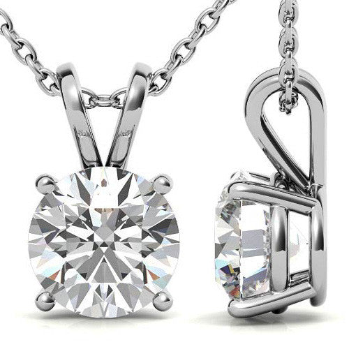 Classic 4-Prong Basket Round Brilliant Moissanite Solitaire Pendant