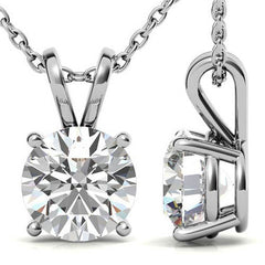 Classic 4-Prong Basket Round Brilliant Moissanite Solitaire Pendant