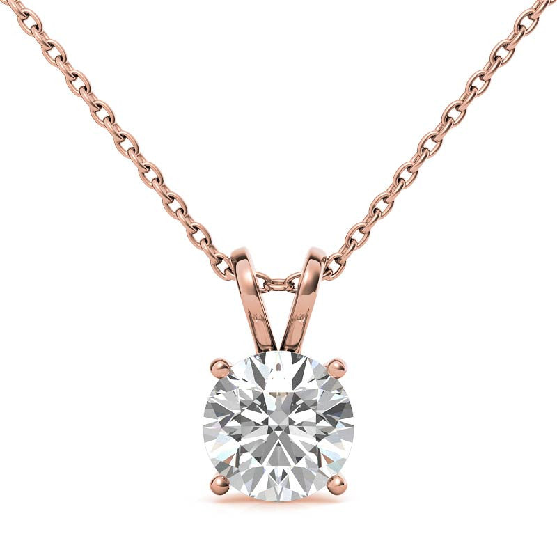 Classic 4-Prong Basket Round Brilliant Moissanite Solitaire Pendant