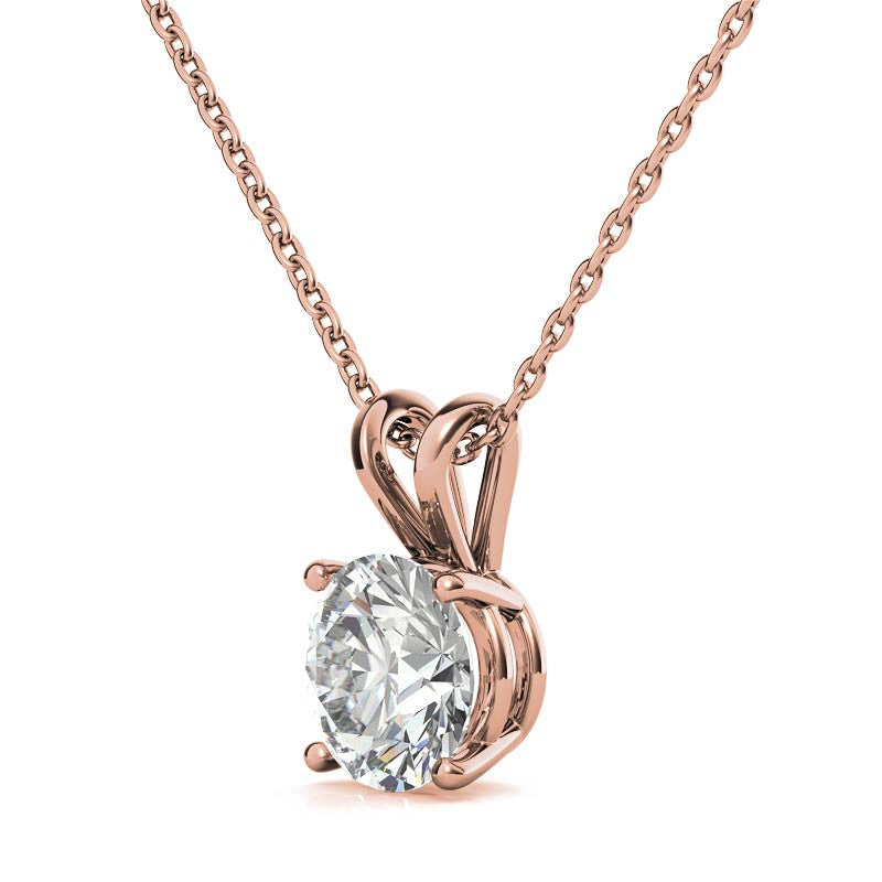 Classic 4-Prong Basket Round Brilliant Moissanite Solitaire Pendant