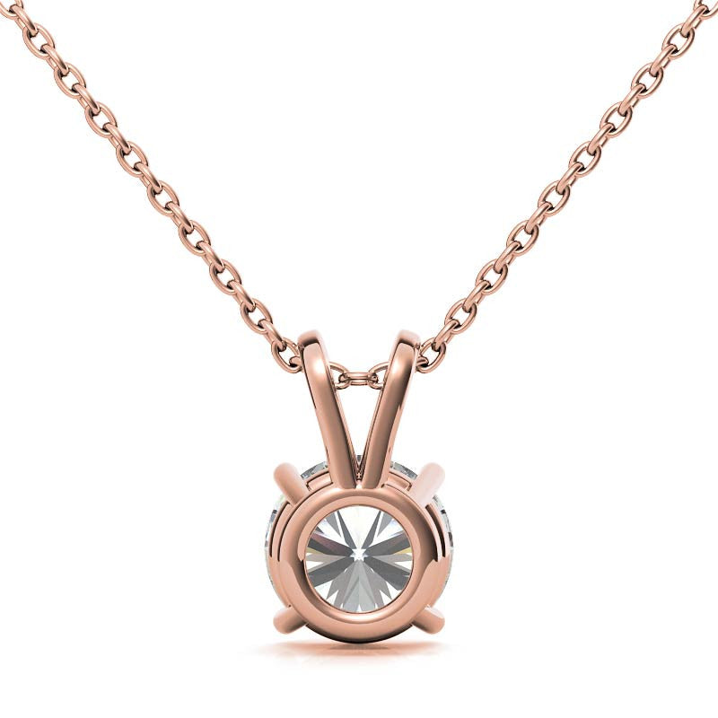 Classic 4-Prong Basket Round Brilliant Moissanite Solitaire Pendant