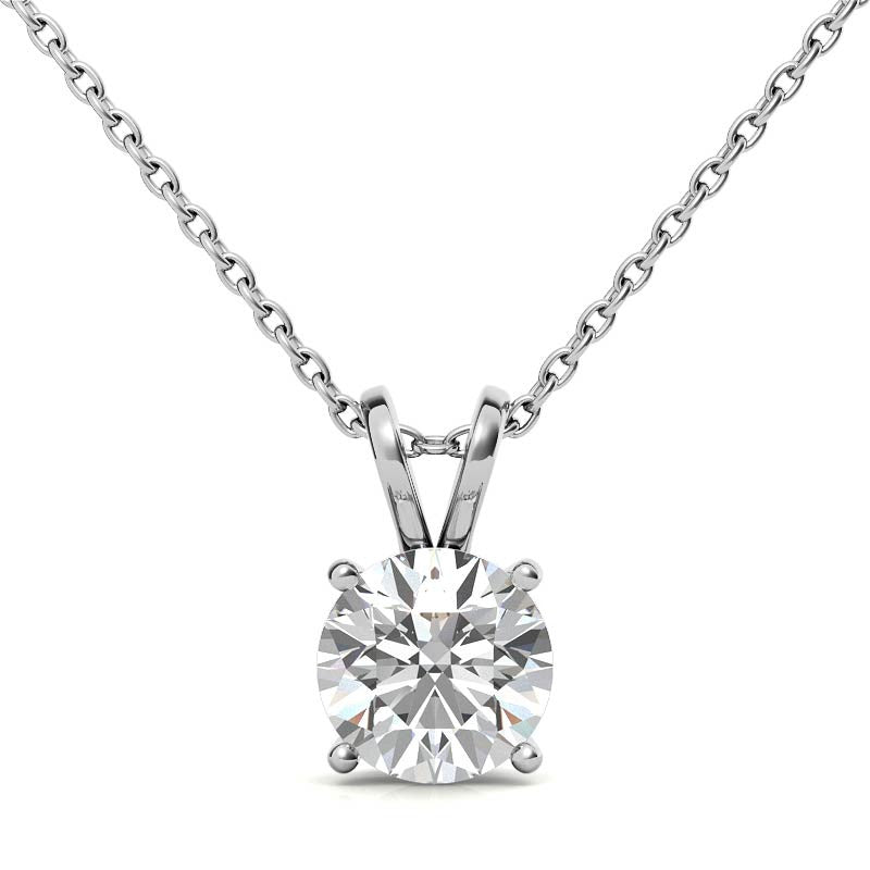Classic 4-Prong Basket Round Brilliant Moissanite Solitaire Pendant