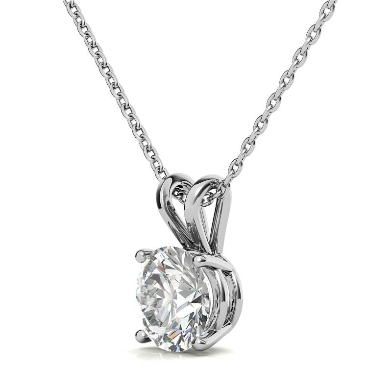 Classic 4-Prong Basket Round Brilliant Moissanite Solitaire Pendant