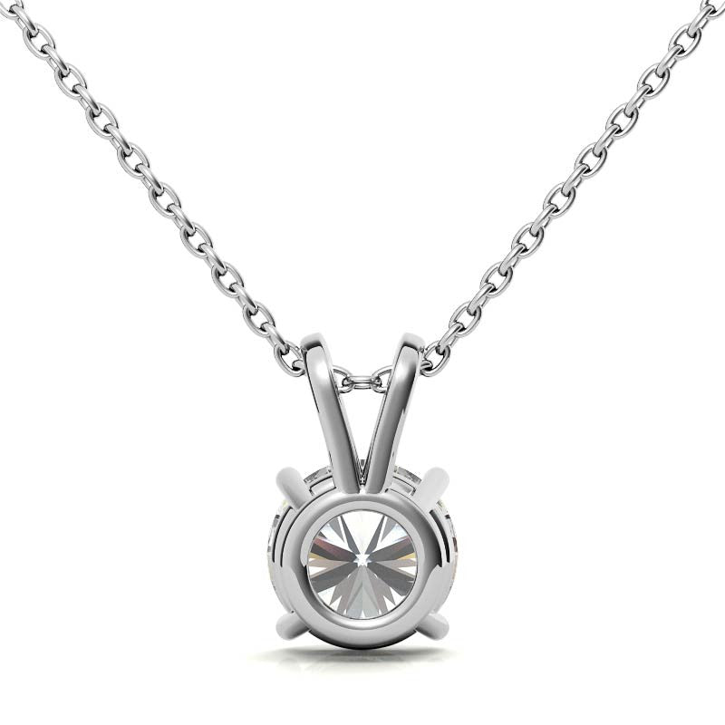 Classic 4-Prong Basket Round Brilliant Moissanite Solitaire Pendant