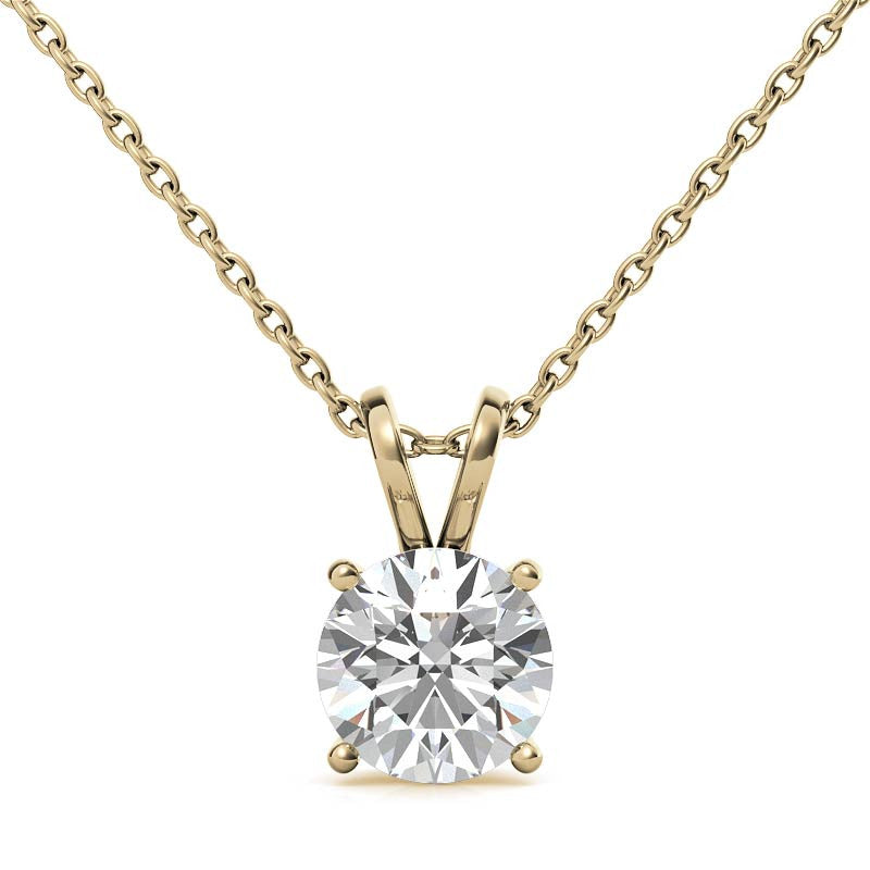 Classic 4-Prong Basket Round Brilliant Moissanite Solitaire Pendant