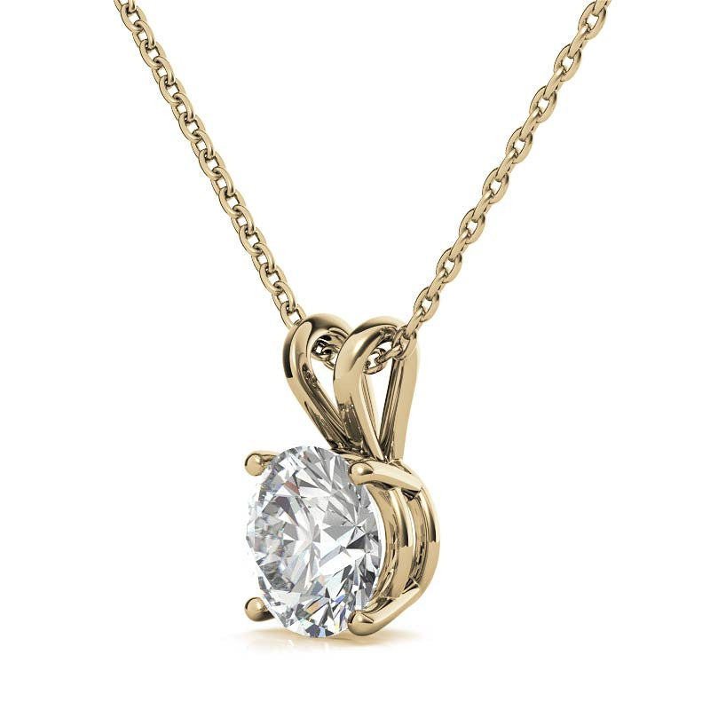 Classic 4-Prong Basket Round Brilliant Moissanite Solitaire Pendant