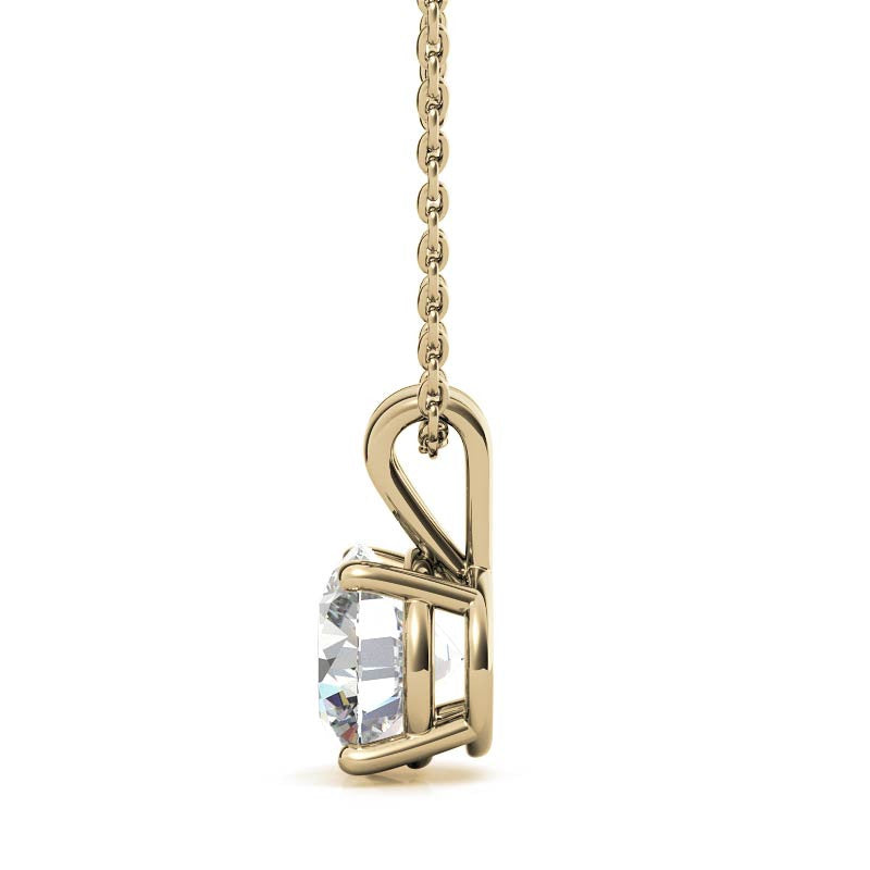 Classic 4-Prong Basket Round Brilliant Moissanite Solitaire Pendant