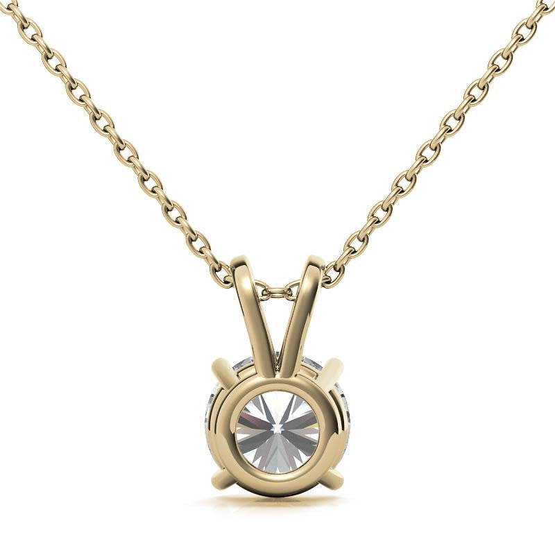 Classic 4-Prong Basket Round Brilliant Moissanite Solitaire Pendant