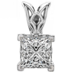 Princess cut Moissanite Vintage Scroll Solitaire Pendant