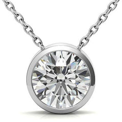Round Brilliant Moissanite Bezel Solitaire Pendant