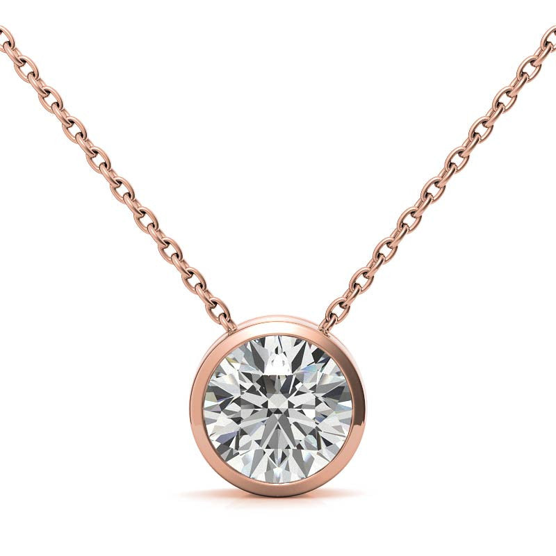 Round Brilliant Moissanite Bezel Solitaire Pendant
