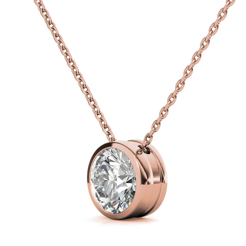 Round Brilliant Moissanite Bezel Solitaire Pendant