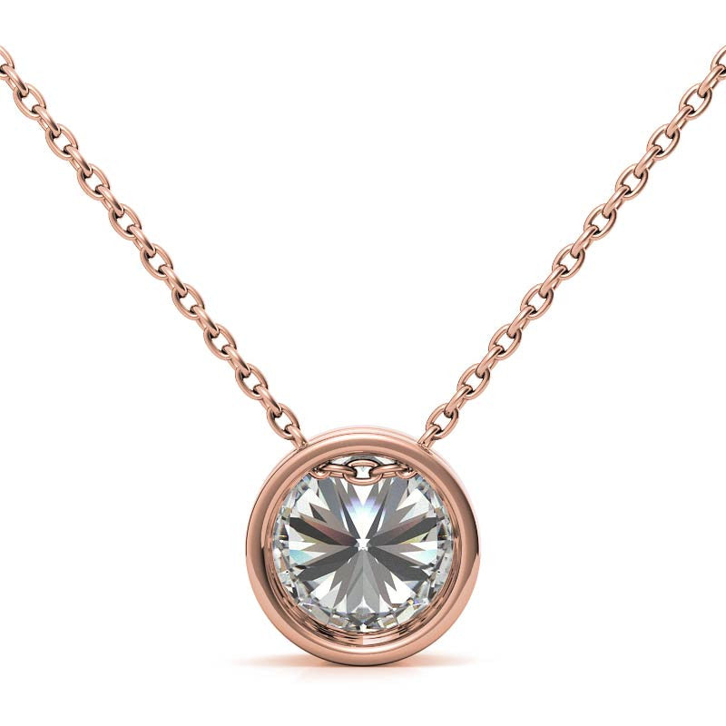 Round Brilliant Moissanite Bezel Solitaire Pendant