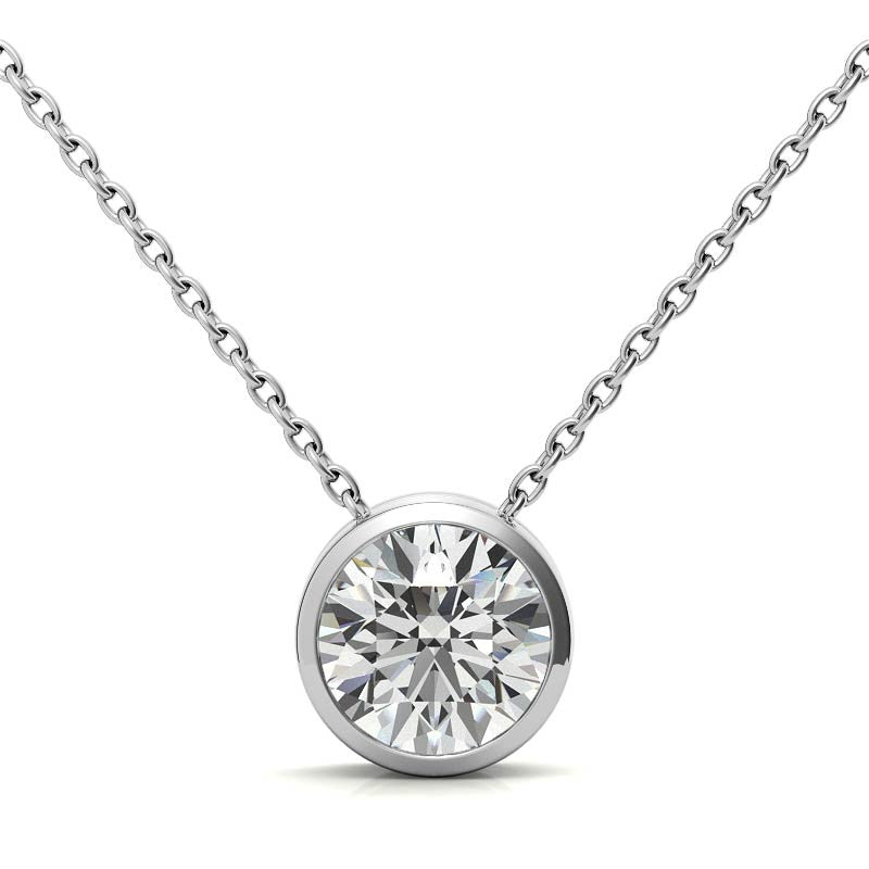Round Brilliant Moissanite Bezel Solitaire Pendant