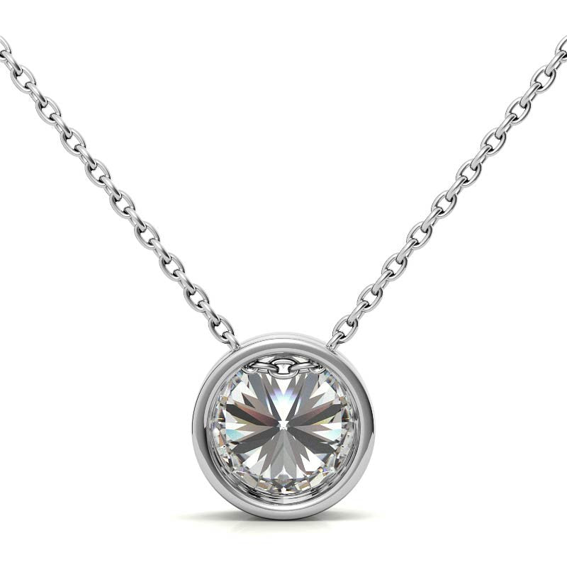Round Brilliant Moissanite Bezel Solitaire Pendant