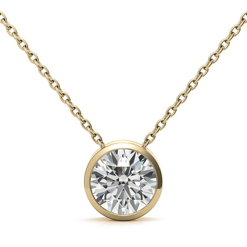 Round Brilliant Moissanite Bezel Solitaire Pendant