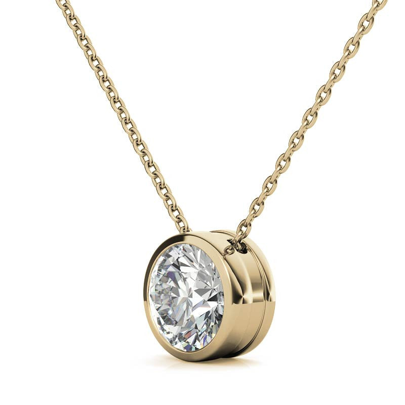 Round Brilliant Moissanite Bezel Solitaire Pendant