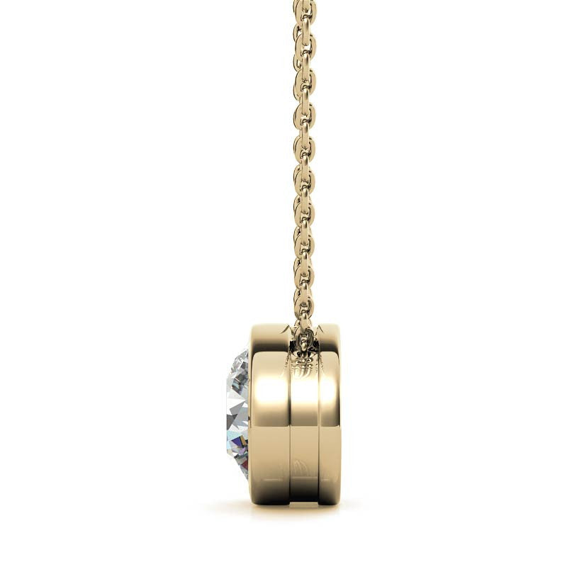 Round Brilliant Moissanite Bezel Solitaire Pendant