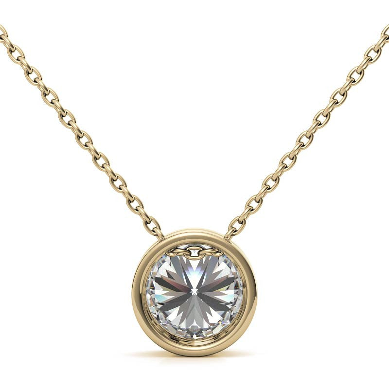 Round Brilliant Moissanite Bezel Solitaire Pendant